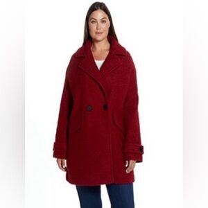 (#16)Chic Red Double-Breasted Coat